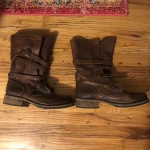 Steve Madden strappy Moto leather boots size 10